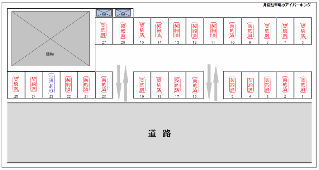アイパーキングの契約済と空き状況と配置図
