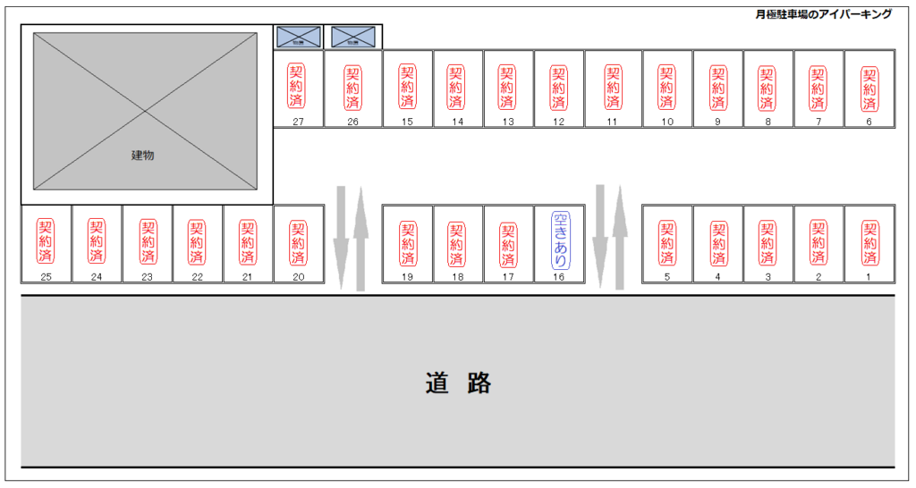アイパーキングの契約済と空き状況と配置図